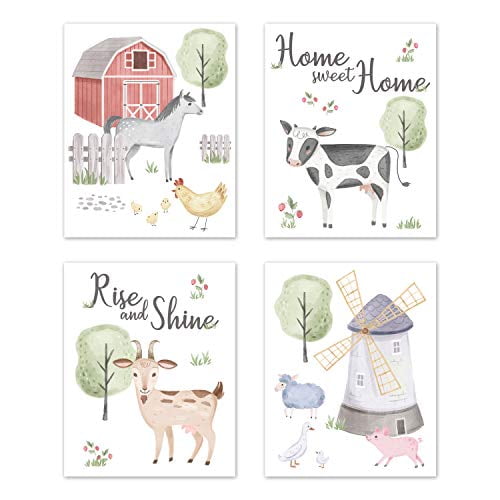 4 Pcs Photo Frames with Cute Watercolor Deer Animals Wall Art Prints Gallery Kit Wall Art Decor for Kids Room Girls playroom ArtbyHannah 10x10 Inch Picture Frames Framed Nursery Wall Decor Nursery Room Or Home Wall Hanging Decoration 